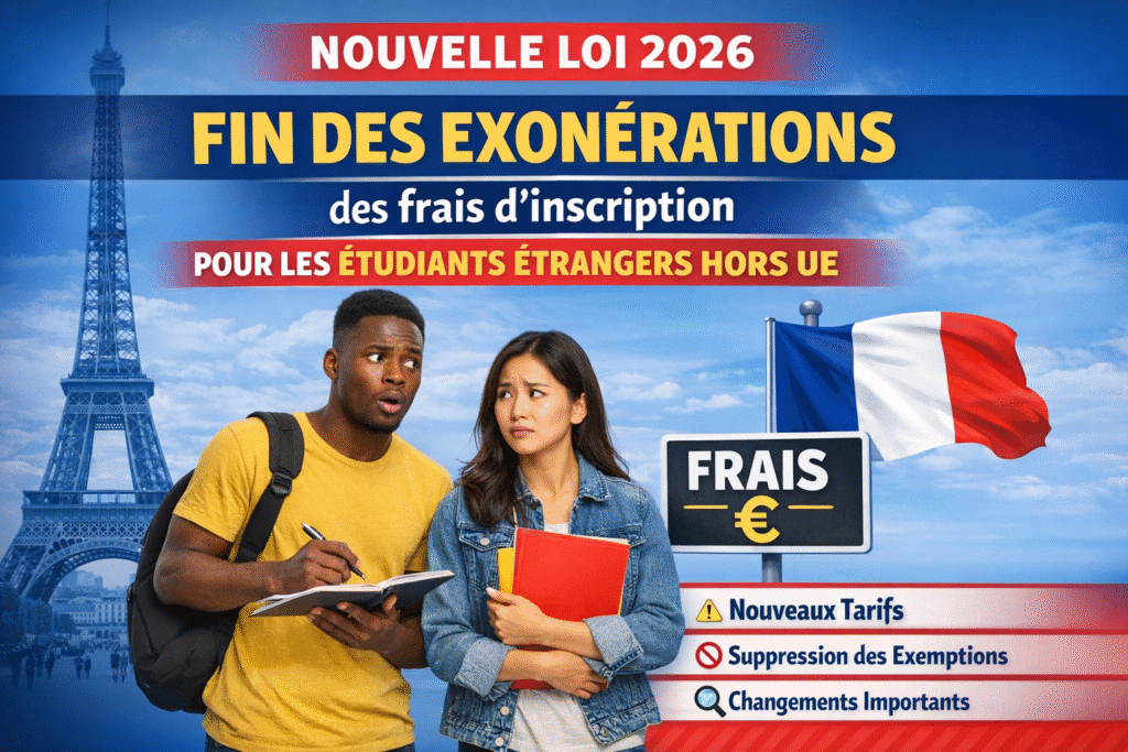 Nouvelle loi 2026 — Fin des exonérations des frais d’inscription pour les étudiants étrangers hors UE